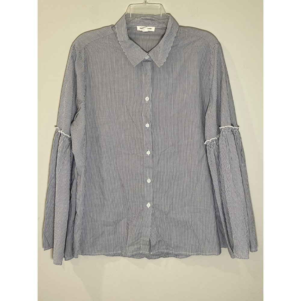 BeachLunchLounge Bell Sleeve Button Front Shirt Womens sz XL